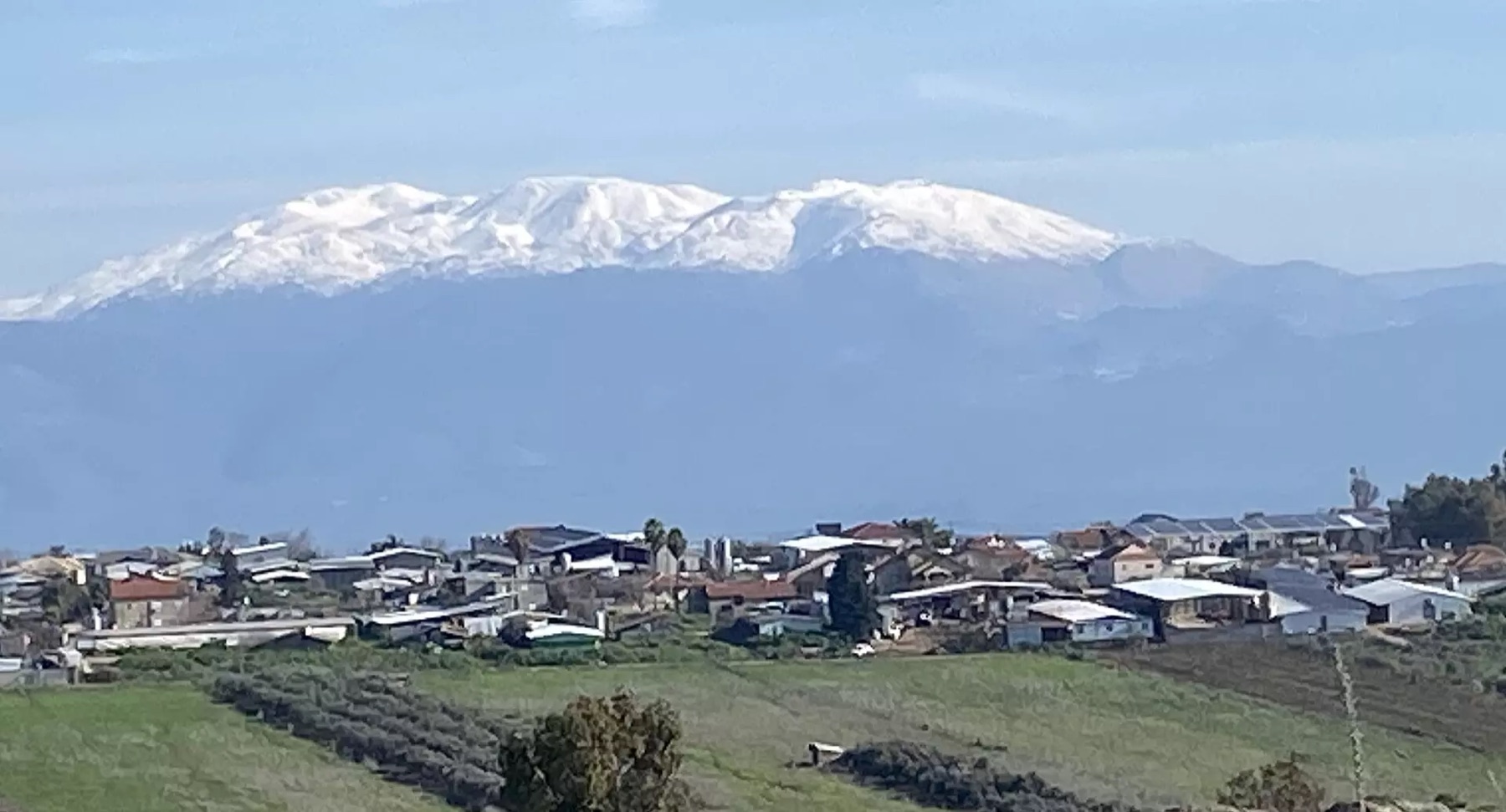 Mount Hermon on the horizon seen from the site of Alma